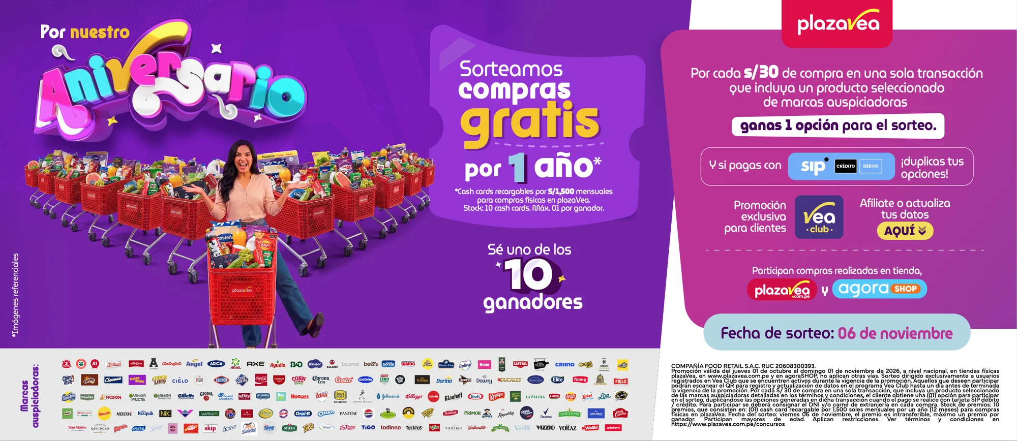 Por nuestro Aniversario sorteamos compras gratis por 1 año